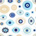 Evil eyes seamless pattern. Magic talisman background