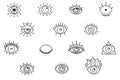 Evil eyes set. Simple flat design. Outline eyes symbol. Vector illustration