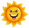 Evil facial expression sunflower cartoon character Royalty Free Stock Photo