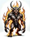 evil fire demon hell spawn horned Satan devil troll concept Royalty Free Stock Photo