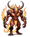 evil fire demon hell spawn horned Satan devil troll concept Royalty Free Stock Photo