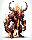 evil fire demon hell spawn horned Satan devil troll concept Royalty Free Stock Photo