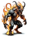 evil fire demon hell spawn horned Satan devil troll concept Royalty Free Stock Photo