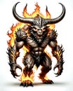 evil fire demon hell spawn horned Satan devil troll concept Royalty Free Stock Photo