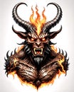 evil fire demon hell spawn horned Satan devil troll concept Royalty Free Stock Photo