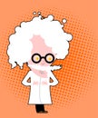 Evil genius. Nutty Professor in pop art style. Mad scientist