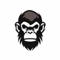 Evil Gorilla Head Logo: Monochromatic Minimalist Biopunk Design