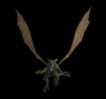 Evil green flying dragon