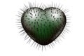 Evil green glossy heart with black spikes