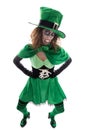 Evil green goblin girl, on white, concept irish traditi