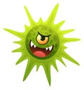 Evil green virus cell cartoon comic character