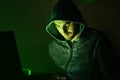 Evil hacker trying to scam people online Royalty Free Stock Photo