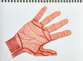 Evil Hand,hand drawn wooden color pencils on white paper background,Halloween concept Royalty Free Stock Photo