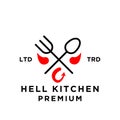 evil hell kitchen restaurant logo icon design