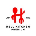 evil hell kitchen restaurant logo icon design