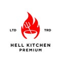 evil hell kitchen restaurant logo icon design