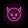 Evil imp neon icon. Simple thin line, outline vector of emoji icons for ui and ux, website or mobile application Royalty Free Stock Photo