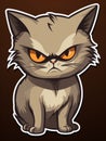 Evil Kitten sticker in cartoon style isolated isolated, AI