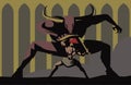 Evil monster minotaur fighting greek warrior greek mythology tale