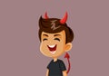 Evil Naughty Boy Laughing Vector Cartoon