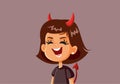 Evil Naughty Girl Laughing Vector Cartoon