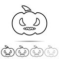Evil pumpkin different shapes icon. Simple thin line, outline of halloween icons for ui and ux, website or mobile