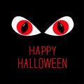 Evil Red eyes in dark night. Happy Halloween card. Royalty Free Stock Photo