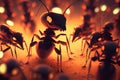 Evil robot ants in the grass. AI generated