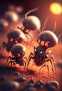 Evil robot ants in the grass. AI generated