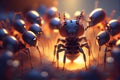 Evil robot ants in the grass. AI generated