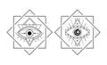 Mystic evil eye, line art esoteric sign. Occult symbol