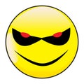 Evil Smile Face Button Emoticon