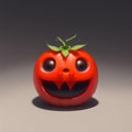 The evil tomato sports creepy eyes and sharp teeth, like a Halloween decoration. AI generated Royalty Free Stock Photo