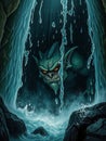 Evil troll in the cave. Royalty Free Stock Photo