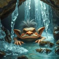 Evil troll in the cave. Royalty Free Stock Photo