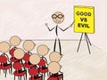 Evil Versus Good Teacher Means Faith In God Or The Devil - 3d Illustration Royalty Free Stock Photo