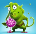 An evil virus character with a comical expression Royalty Free Stock Photo