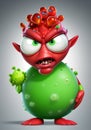 An evil virus character with a comical expression Royalty Free Stock Photo
