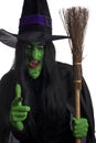 Evil witch and her broomstick. Royalty Free Stock Photo