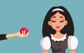 Evil Witch Offering Poisoned Apple to Innocent Girl Vector Cartoon