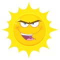 Evil Yellow Sun Cartoon Emoji Face Character With Bitchy Expression Royalty Free Stock Photo