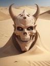 Evill wizard skull made of desert sand Royalty Free Stock Photo
