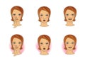 Breathing exercises for colds, runny nose and sore throat. Head of a girl with a breathing nose or mouth for