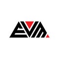 EVM triangle letter logo design with triangle shape. EVM triangle logo design monogram. EVM triangle vector logo template with red Royalty Free Stock Photo