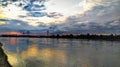 Evning view on the Bridge over Neva river Royalty Free Stock Photo