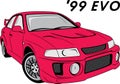 99 EVO car for t-shirt design Royalty Free Stock Photo