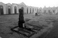 Black and white image of a cemetery in Italy