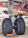 nose wheel of an airliner Royalty Free Stock Photo