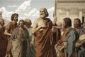 Socrates Preaching Philosophy in Athens, Digital Illustration, Intricate Detailing, Muted Color Palette