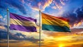 A Powerful Display of Intersex and LGBTQIA Pride A Symbolic Celebration of Progress Under a Soft Blue Sky Royalty Free Stock Photo